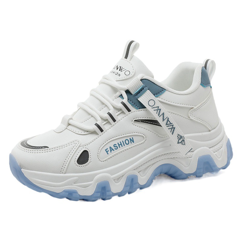 Q7822 New Dad Shoes for Women 2024 Spring and Summer Heightening Breathable Thick-Soled Mesh White Shoes Versatile for Female Students