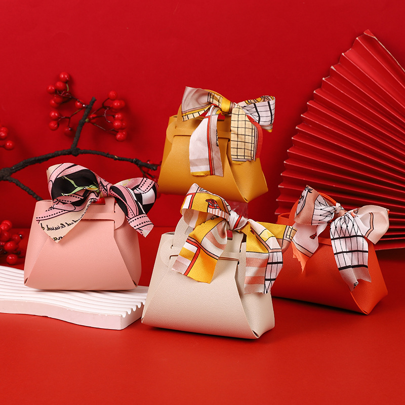 Xiaohongshu Gift Leather Satchel Wedding Candy Bag Ins Creative Small Sugar Box Wedding Return Gift Wedding Candy Box Wholesale
