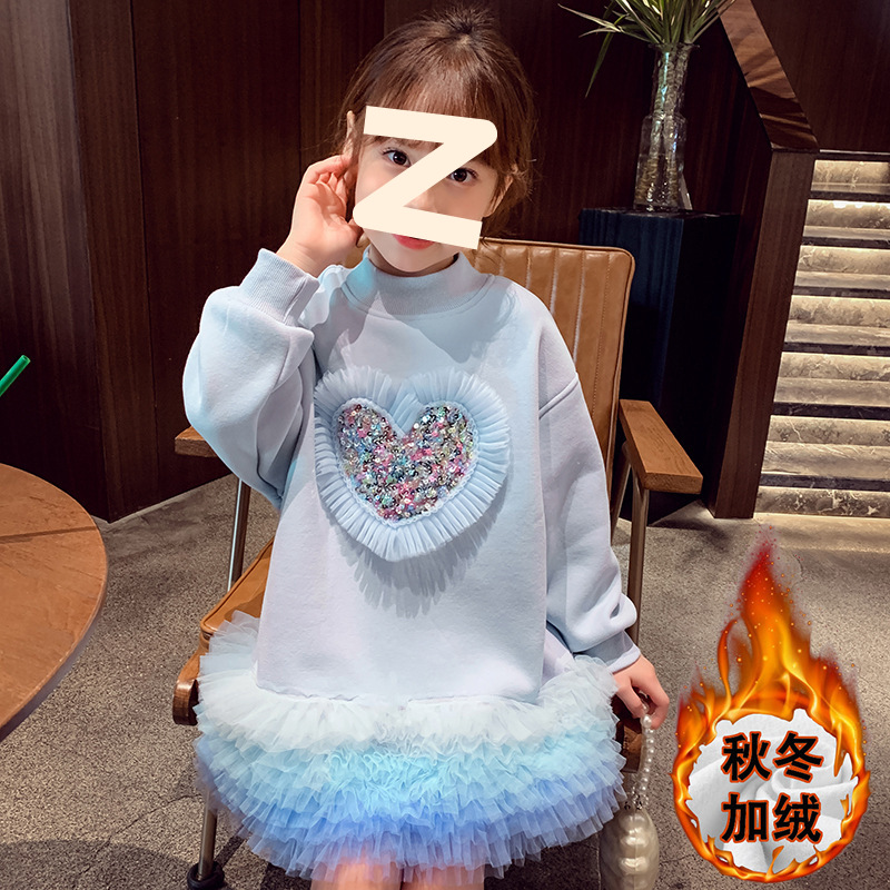Picture of Girls' 2024 New Casual Sweat Dress Girls' dress Fashionable Children's Korean Loose Cute Casual Dress Trendy