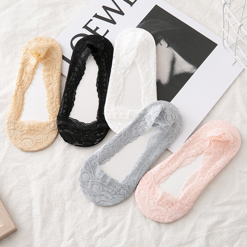 Women's socks lace summer new ultra-thin boat socks non-slip anti-falling cotton bottom lace shallow mouth invisible socks wholesale