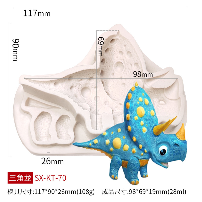 Picture of Sanxin Easter Dinosaur Silicone Mold Creative DIY Cartoon Animal Flip Sugar Chocolate Cake Decorative Grinding Tool