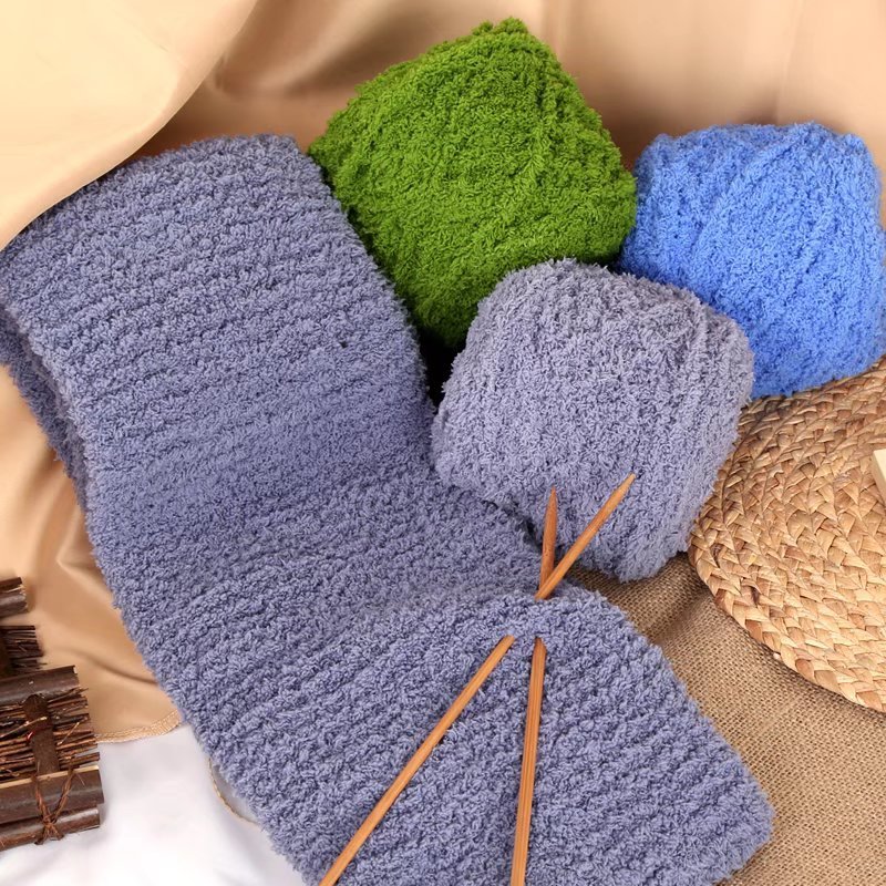 Three-strand coral velvet wool towel string scarf diy hand-woven Bear scarf material package wholesale