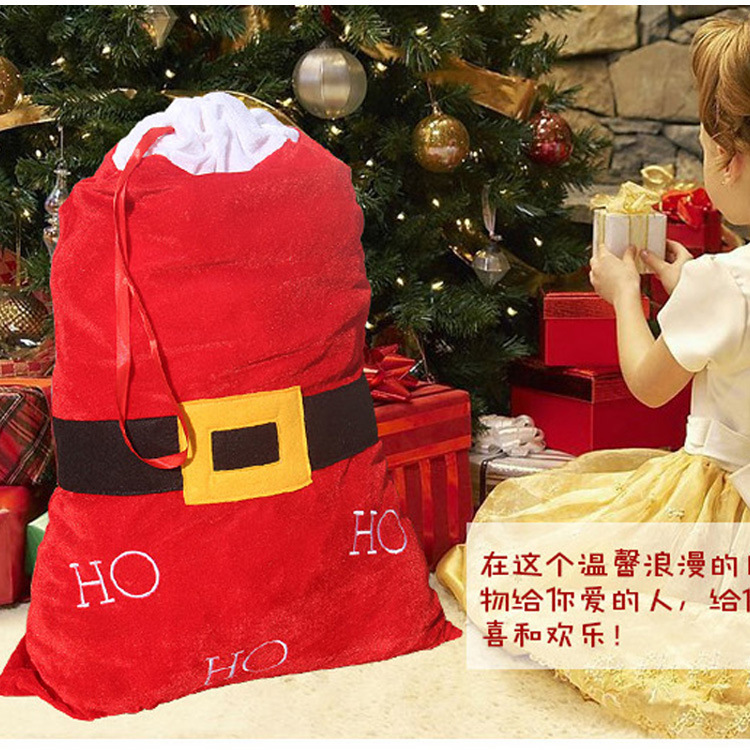Chuangda Cross-Border Hot Selling Drawstring Christmas Gift Bag Velvet Candy Bag Christmas Eve Santa Claus Props