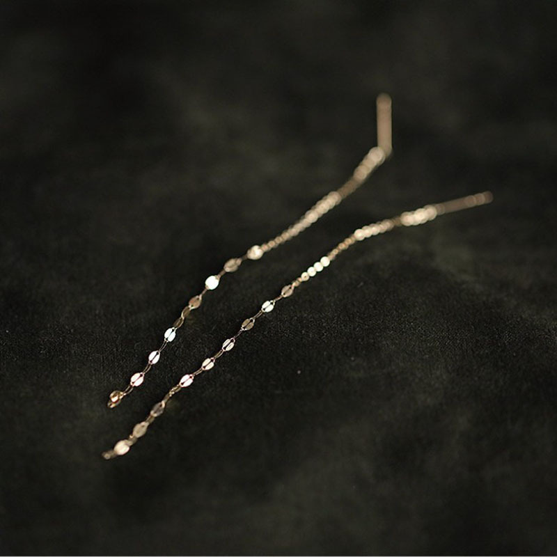 Picture of European and American earrings long tassel face slimming earrings female tassel High sense ear line female lip kiss sequins long earrings