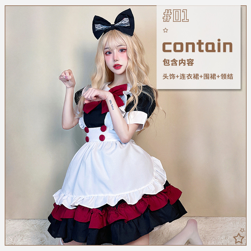 Picture of Halloween Maid Costume Gothic Dark Red Department College Style Lolita Lolita cosplay dress cos