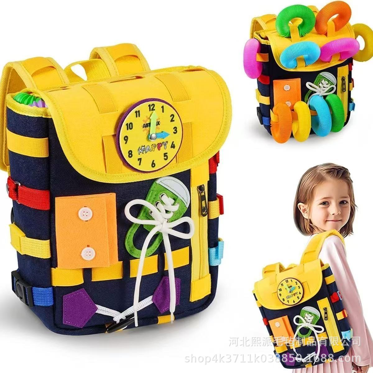 Cross-border Montessori Felt Bag Kindergarten Educational Activities Cognitive Learning Board Toy Felt Busy Board Backpack