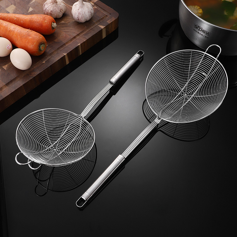 Picture of Stainless Steel Wire Colander Reinforced and Durable Double Hook Square Handle Wire Leakage Various Specifications Suitable for Various Cookware Hot Pot Wire Leakage