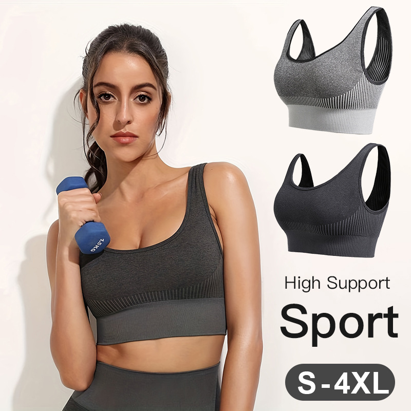 Picture of Cross-Border Sports Bra High-Strength Shock-Proof Large Size Quick-Drying Seamless Breathable Temu Popular Fitness Bra for Women Wholesale