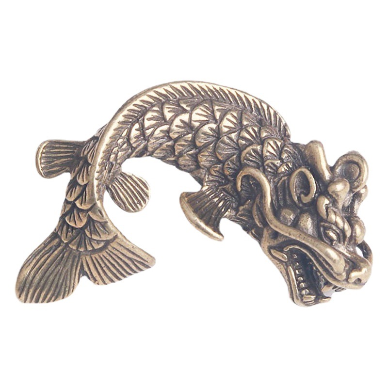 Pure brass old dragon fish creative key chain pendant carp leap Dragon Gate Nafu pendant address small copper wholesale