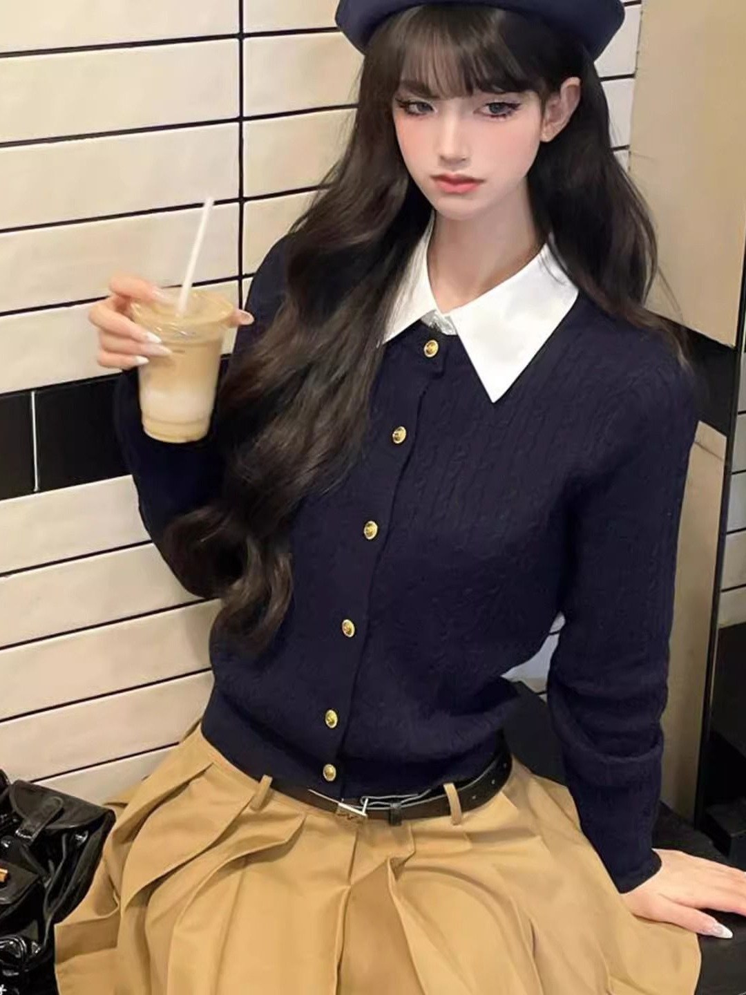 Spice Girls Sexy Sweater Knitted Cardigan T-shirt Autumn and Winter 2024 New Small Slim-fit Slimming Short Top Ins