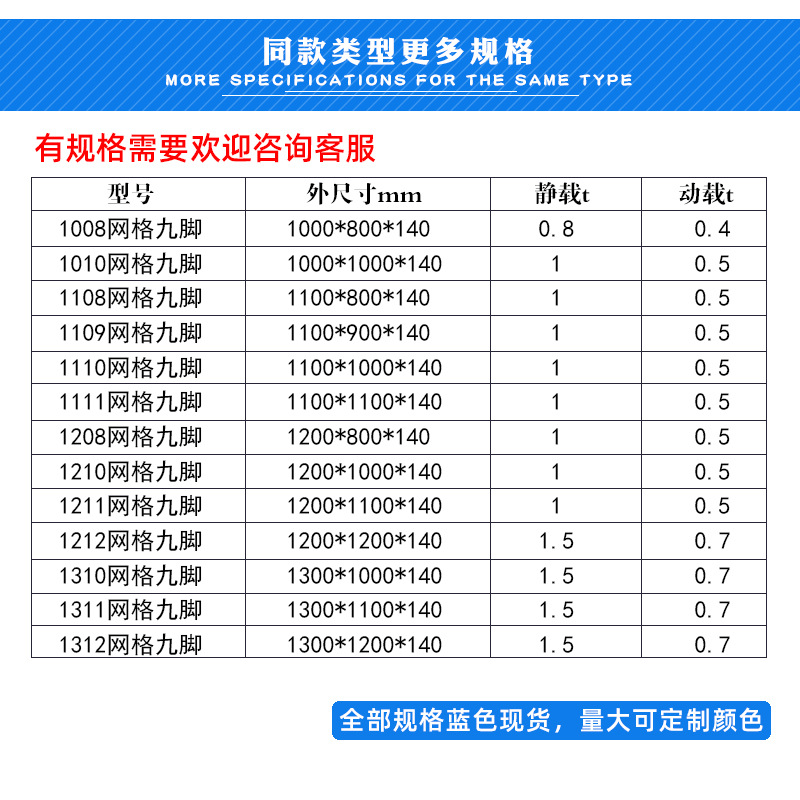 Picture of Plastic Pallet 1100* Nine-Leg Forklift Pallet Nine-Leg Plastic Lightweight Pad