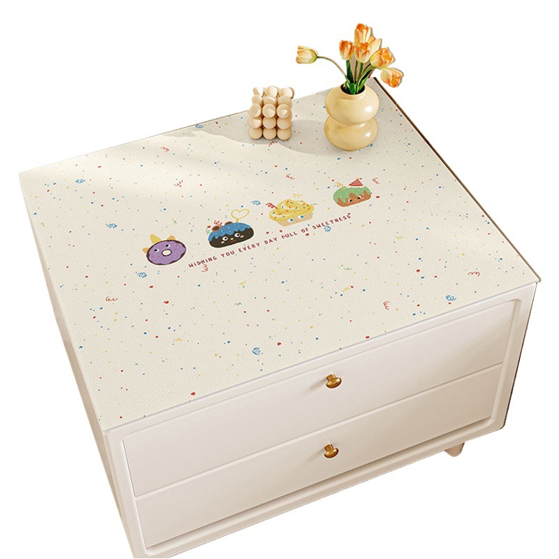 Bedside table mat modern cartoon waterproof oil-proof leather table mat dust cover cloth book table mat light luxury tablecloth