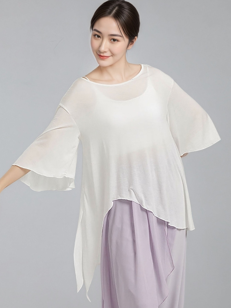 Classical dance performance costumes for women, new loose Zen-themed plus-size tulle dresses, dance tops, Chinese ethnic dance cover-ups