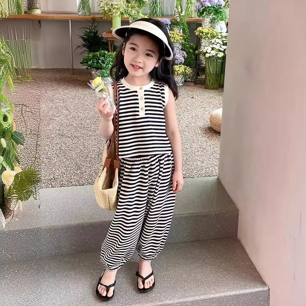 Girls' Summer Clothes Children's Short-sleeved Sports suit Girls' Summer 2024 New Baby Fashionable Western Style Summer Clothes