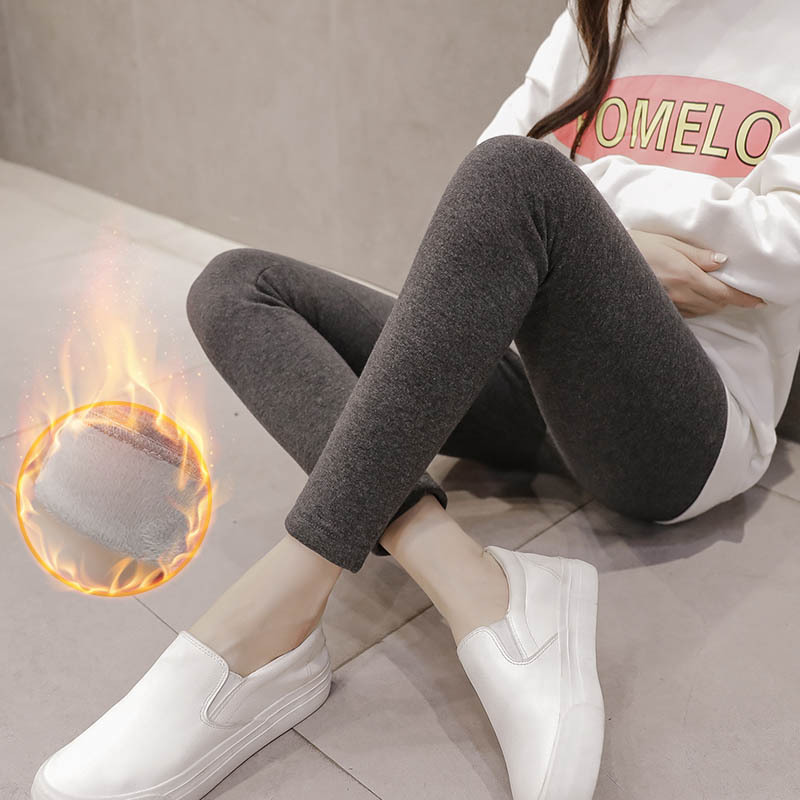 Picture of in stock Pregnant Women's Leggings Autumn and Winter fleece-lined Thickened Silver Fox Velvet Pants Leggings Abdominal Pants Pregnant Women's Pants Trendy Pants