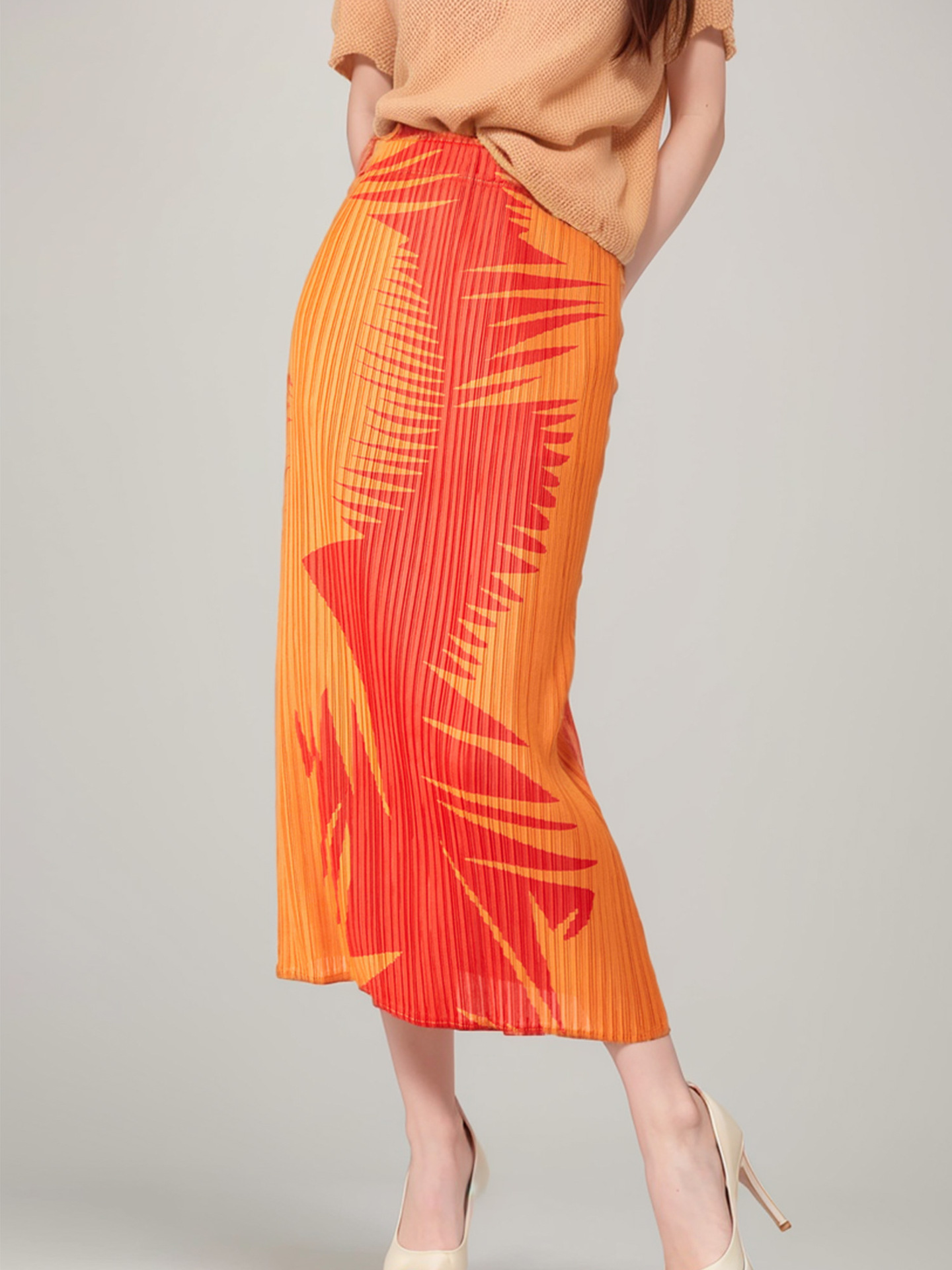 Pleated Chinese Style Ink Print 2024 Summer New High Waist Skirt Retro Sizzy Draped Midi Dress
