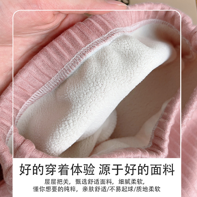 Picture of Girls' Leggings Spring New Baby One-piece Velvet Autumn and Winter fleece-lined Thickened Warm Outer Wear Fashion Crown Children's Pants