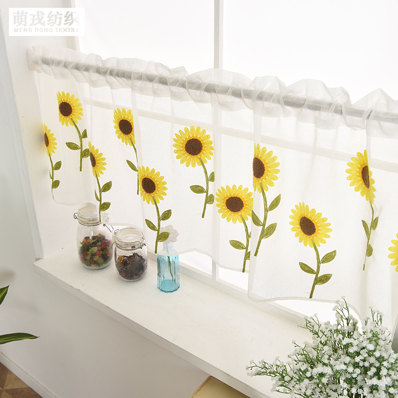 Picture of Cross-Border Wish Amazon Aliexpress Daisy Gauze Balcony Bedroom Curtains Foreign Trade Light-Transmitting Sheer Curtains Home Decor