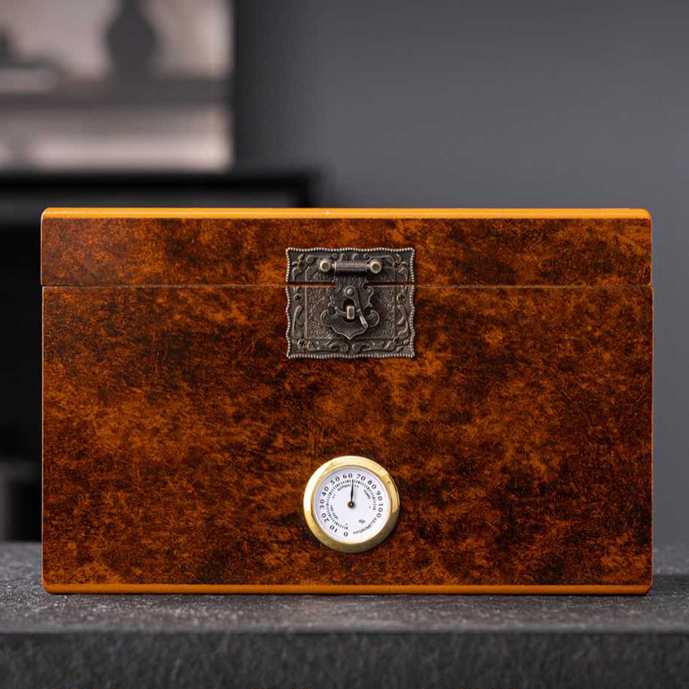 Tea Packaging Leopard Print Wooden Box Empty Gift Box Loose Tea Tangerine Peel Aged White Tea Dianhong Pu'Er Raw Tea with Humidifier