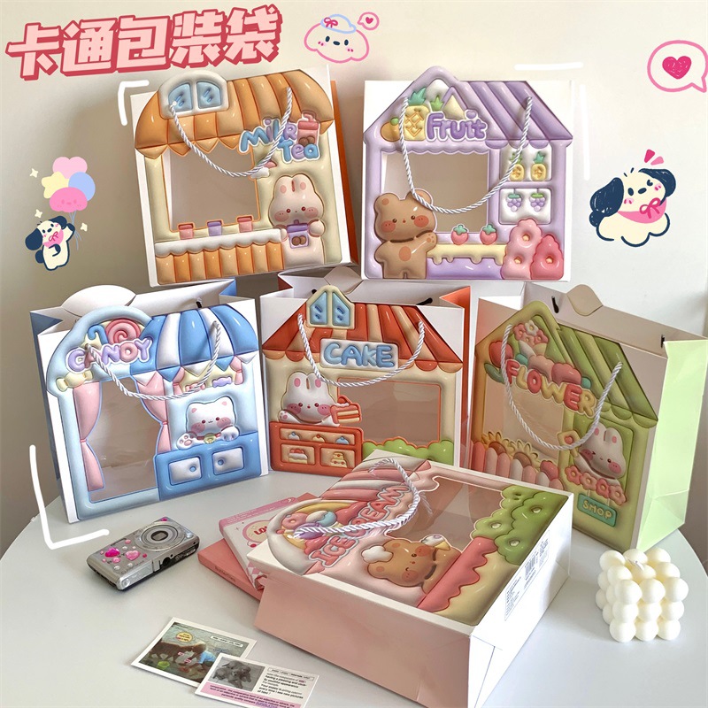 Halloween 3D Cartoon Bear and Rabbit Gift Bags Birthday Gift Bags Cute Creative Wholesale Tote Bags
