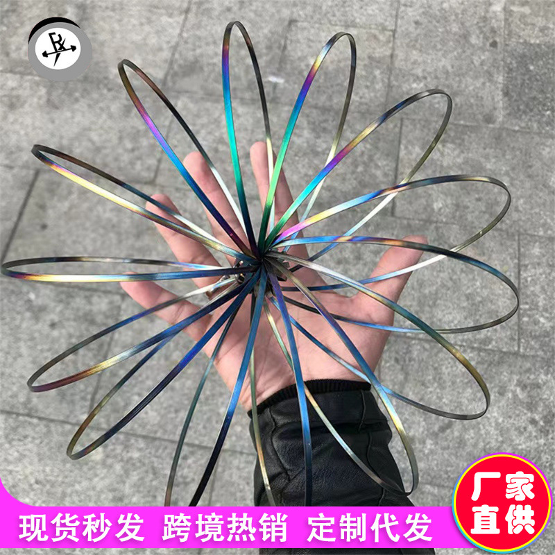 New strange push toy magic bracelet stainless steel fluid bracelet decompression fitness toys popular colorful steel ring