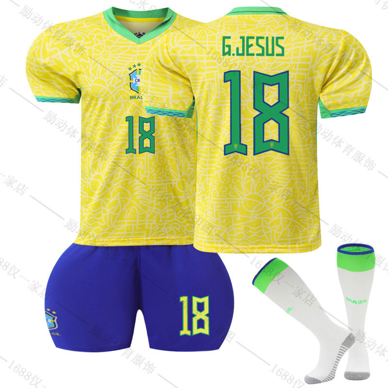 Picture of 2425 New Brazil home Court No. 10 Neymar 20 venius 9 Richard Leeson football uniform suit Jersey