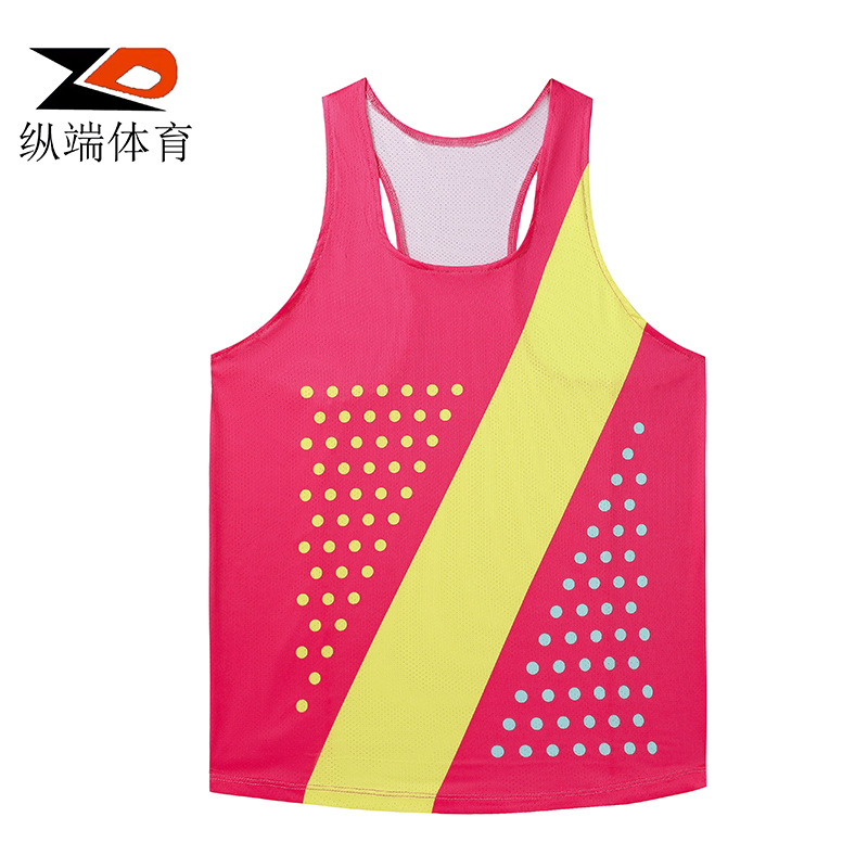 ZD longitudinal end men's track and field marathon running vest sports quick-drying breathable ultra-light mesh training suit