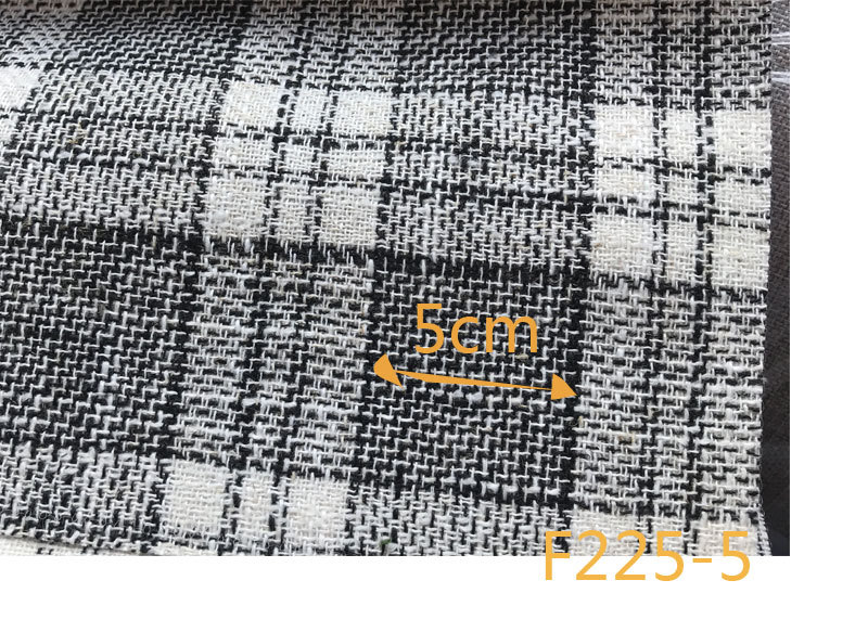 Picture of 9 Coated F225 Linen Polyester-Hemp Interwoven Polyester Black and White Plaid Stripe Fabric Shoe Cloth