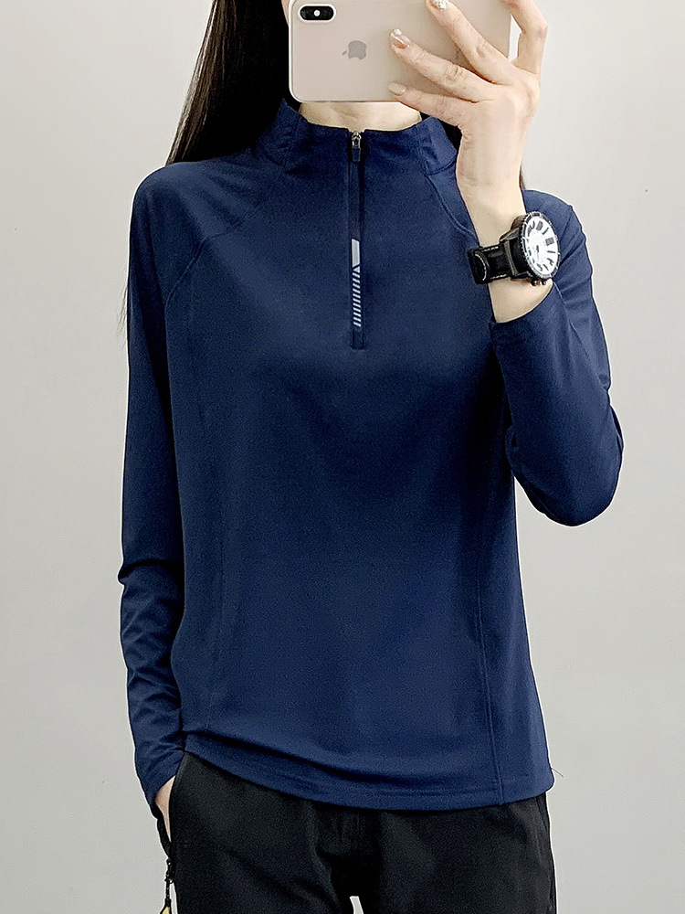 Outdoor Sports Quick-drying Clothes Women's Summer Long-sleeved Collar Sports Hiking Stretch Top Breathable Mountain Climbing Quick-drying Clothes