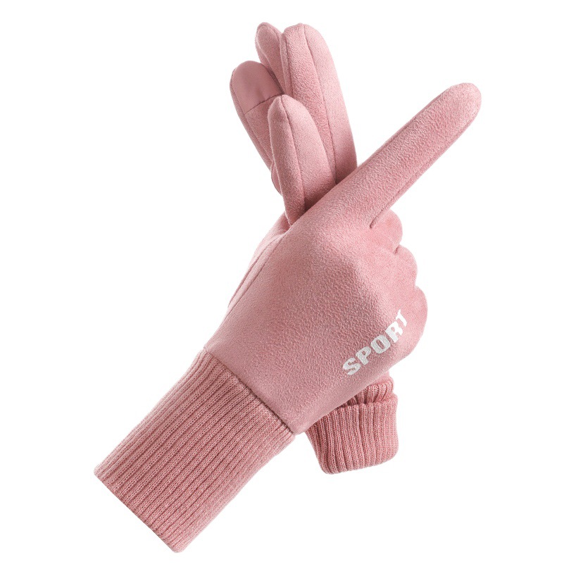 Suede Gloves for Men and Women in Winter, Velvet, Warm, Touch Screen, Non-Slip, Cycling, Driving, Cycling, Outdoor Sports Gloves