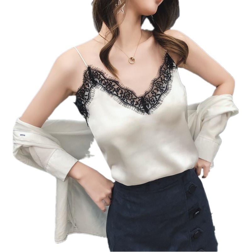 Factory Camisole Outer Wear Vest Women's Summer Eyelash Lace V-Neck Camisole Base Vest Loose Base Shirt