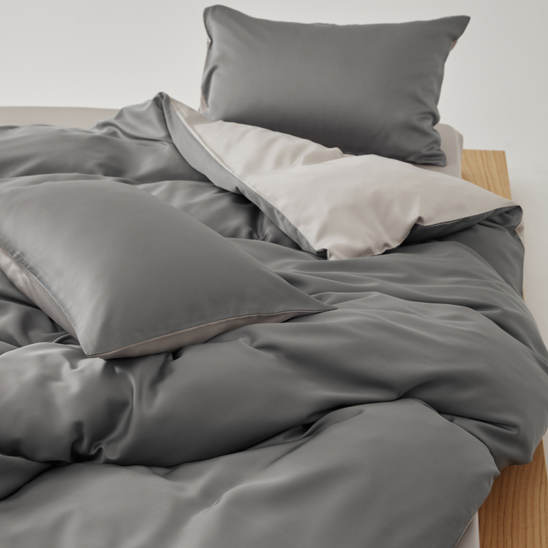 Picture of Light Luxury 60-Count Lenzing Tencel Four-Piece Set Double-Sided Lyocell Cool Ice Silk Cool Feeling Naked Sleeping Tencel Bed Bed Sheets Quilt Cover