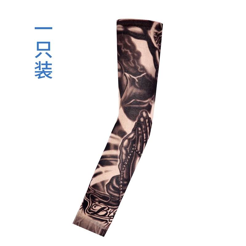 Picture of Flower Arm Tattoo Sleeve Seamless Outdoor Riding Tattoo Sunscreen Sleeve Riding Tattoo Sleeve Optional Color Cross Border