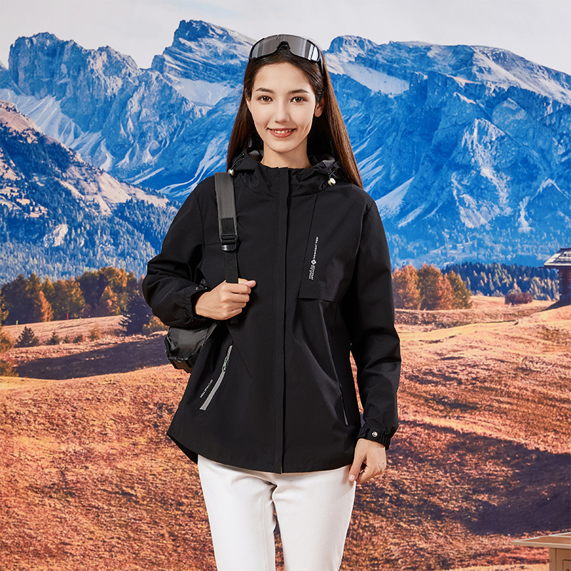 Thin velvet spring assault clothing women's mid-length waist sports coat outdoor hiking group clothing LOGO printing