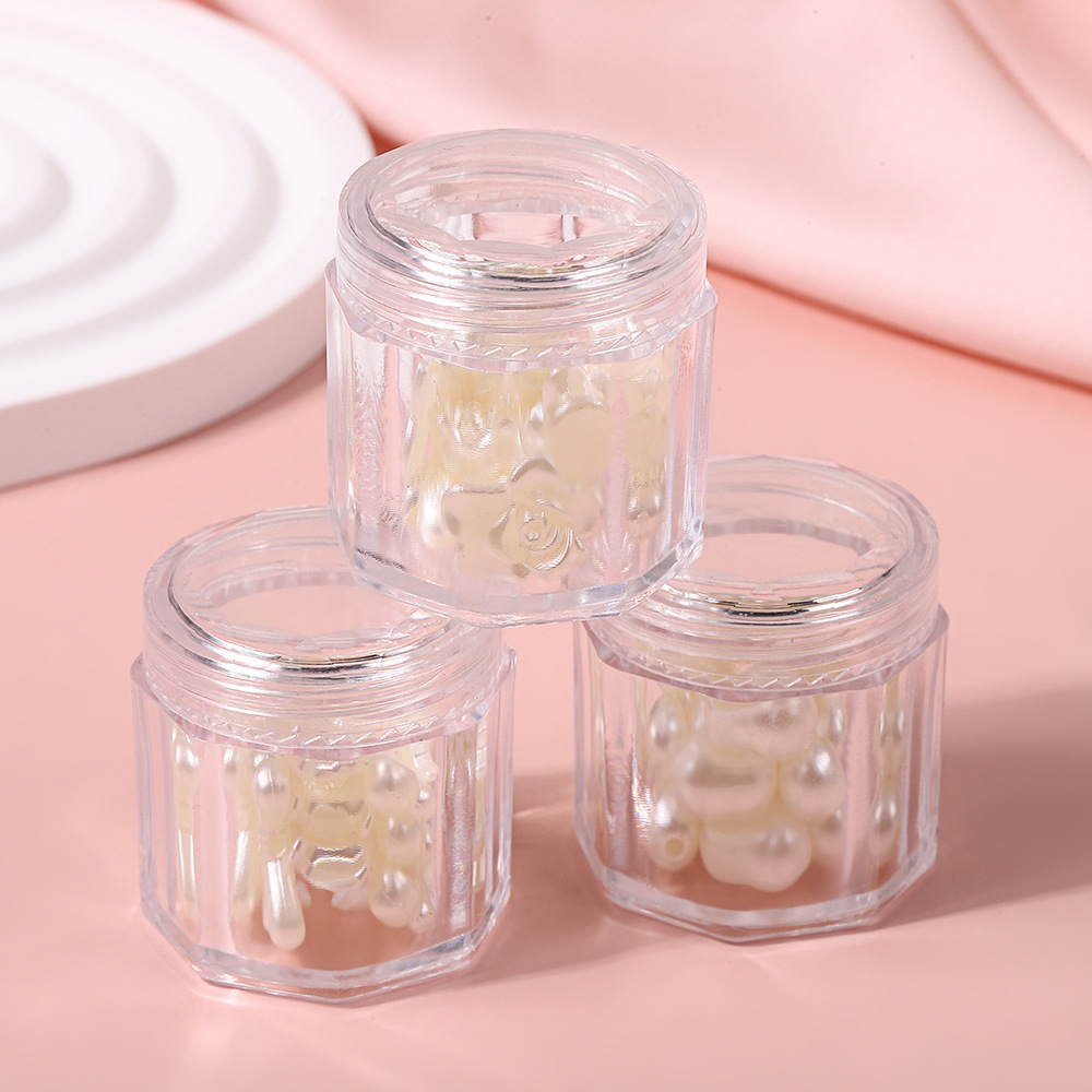 Transparent Ps Travel Cosmetics Bottle Portable Plastic Sample Octagonal Bottle Manicure Sequin Earrings Storage Bottle