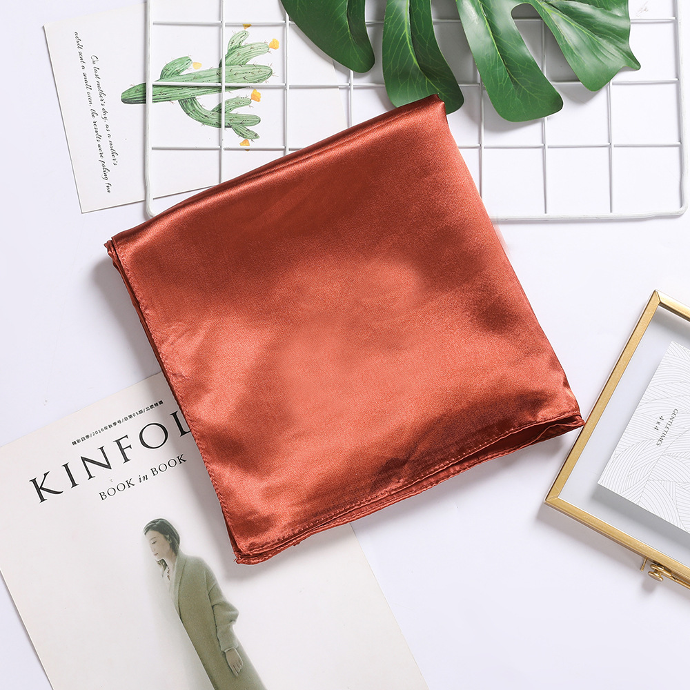 Picture of Solid Color Silk Scarf 90cm Satin Satin Large Square Scarf Women's Candy Color Printed Silk Scarf Scarf Wedding Accompanying Ceremony