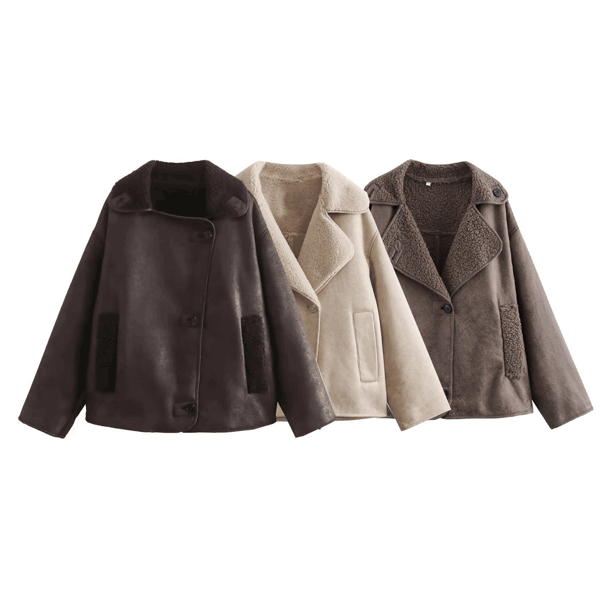 2023 Winter new women's clothing European and American style fashionable all-match lapel lamb wool jacket short coat