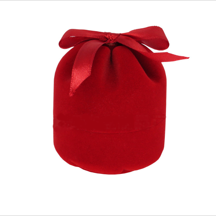Dome Red Bow Pocket Shape Jewelry Box Ring Box Simple Flocking Box
