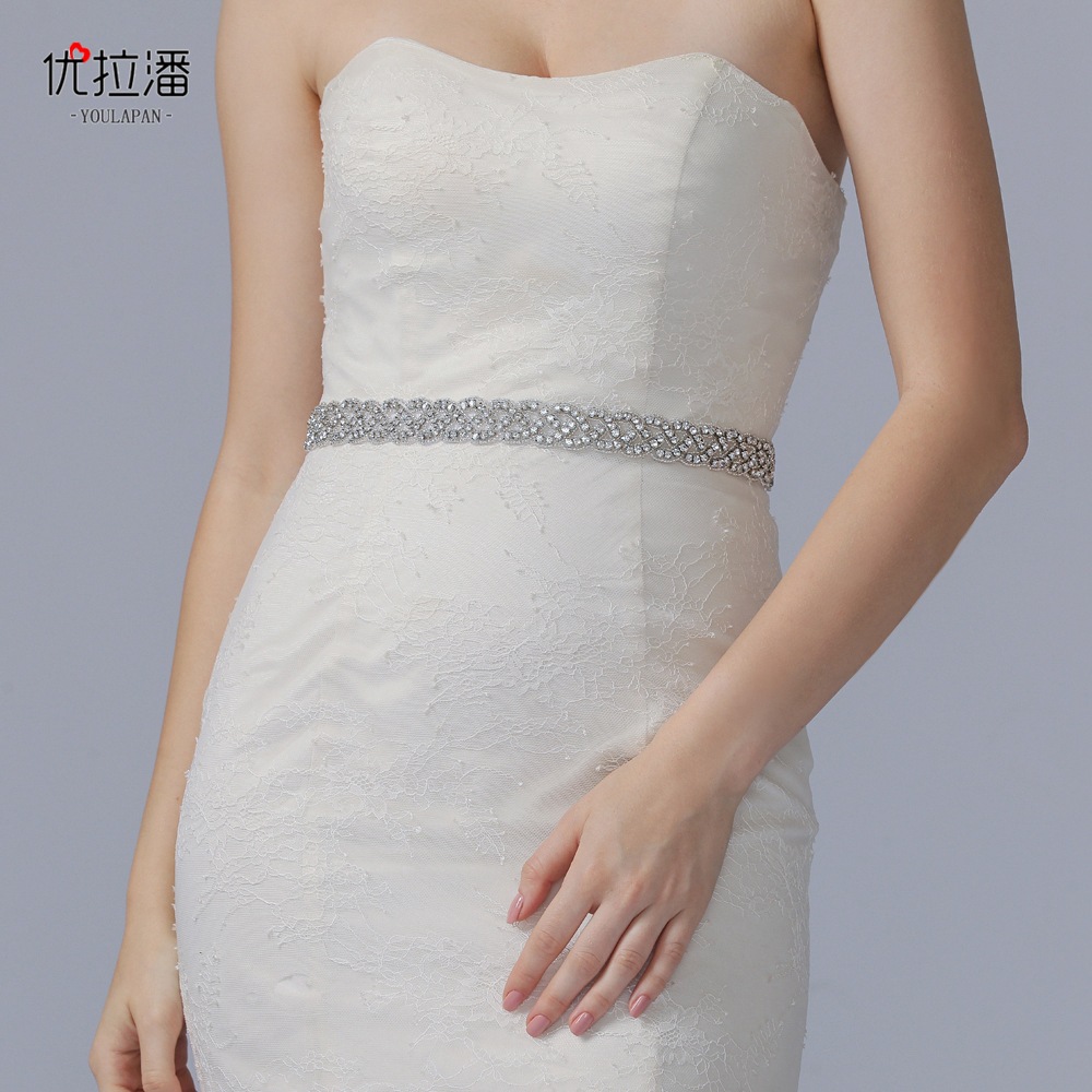 Youlapan S216 Bridal Belt European and American Silver Rhinestone Belt Wedding Dress Handmade Beading Accessories Clothing Accessories