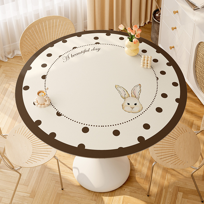 Picture of Round table mat oil-proof waterproof disposable leather table mat tea table non-slip mat cloth round table mat large round tablecloth