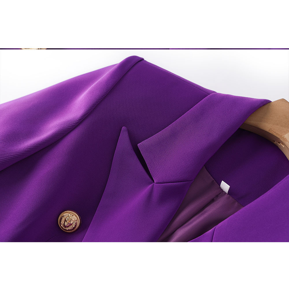 Picture of dark purple Suit Jacket Fashion Commuter suit B Buckle Skirt OL Skirt Long Sleeve Suit Double-breasted New Style