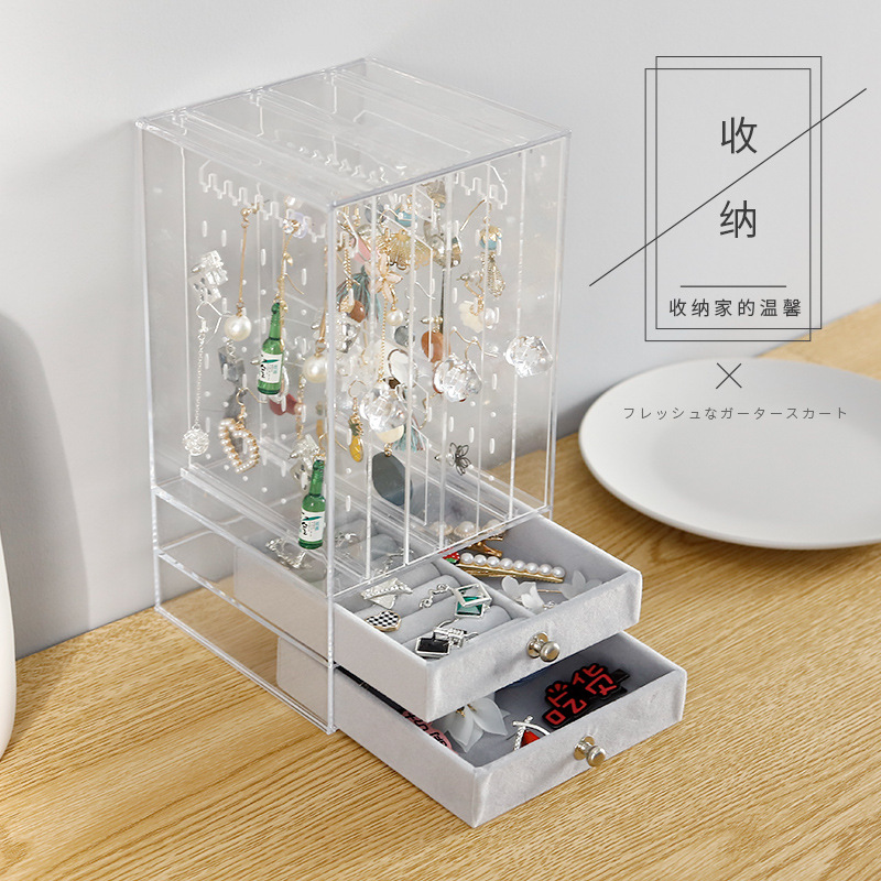 Earrings Finishing Jewelry Necklace Box Acrylic Earrings Jewelry Dust-proof Hanger Japanese-style Transparent Earrings Storage Box