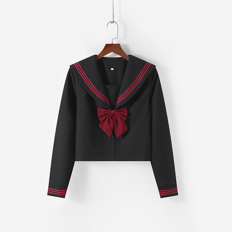 Picture of Orthodox basic red three short skirt suit Japanese Orthodox red three JK uniform sailor suit wholesale