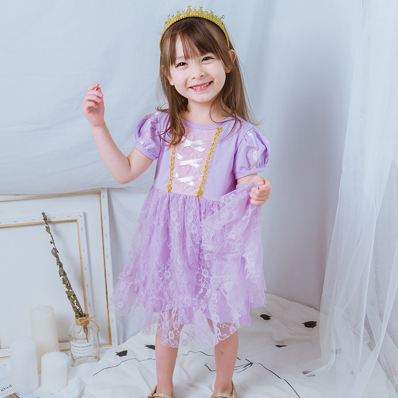 Picture of 2025 Girls Dress Summer Clothes New Children's Clothes Bow Lace Princess Dress Children's Skirt Sophia Wholesale