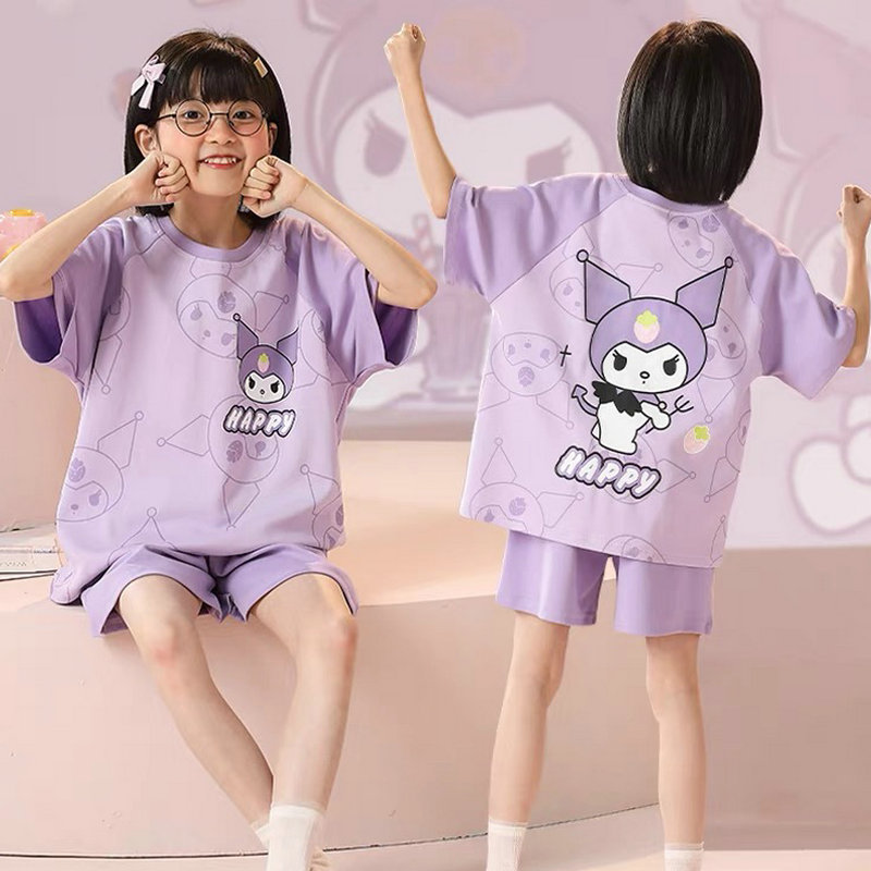 Picture of New Style Pajamas for Girls Summer Thin Air Conditioning Home Clothes for Girls 2024 New Style Short Sleeve Suit for Summer Outer Wear