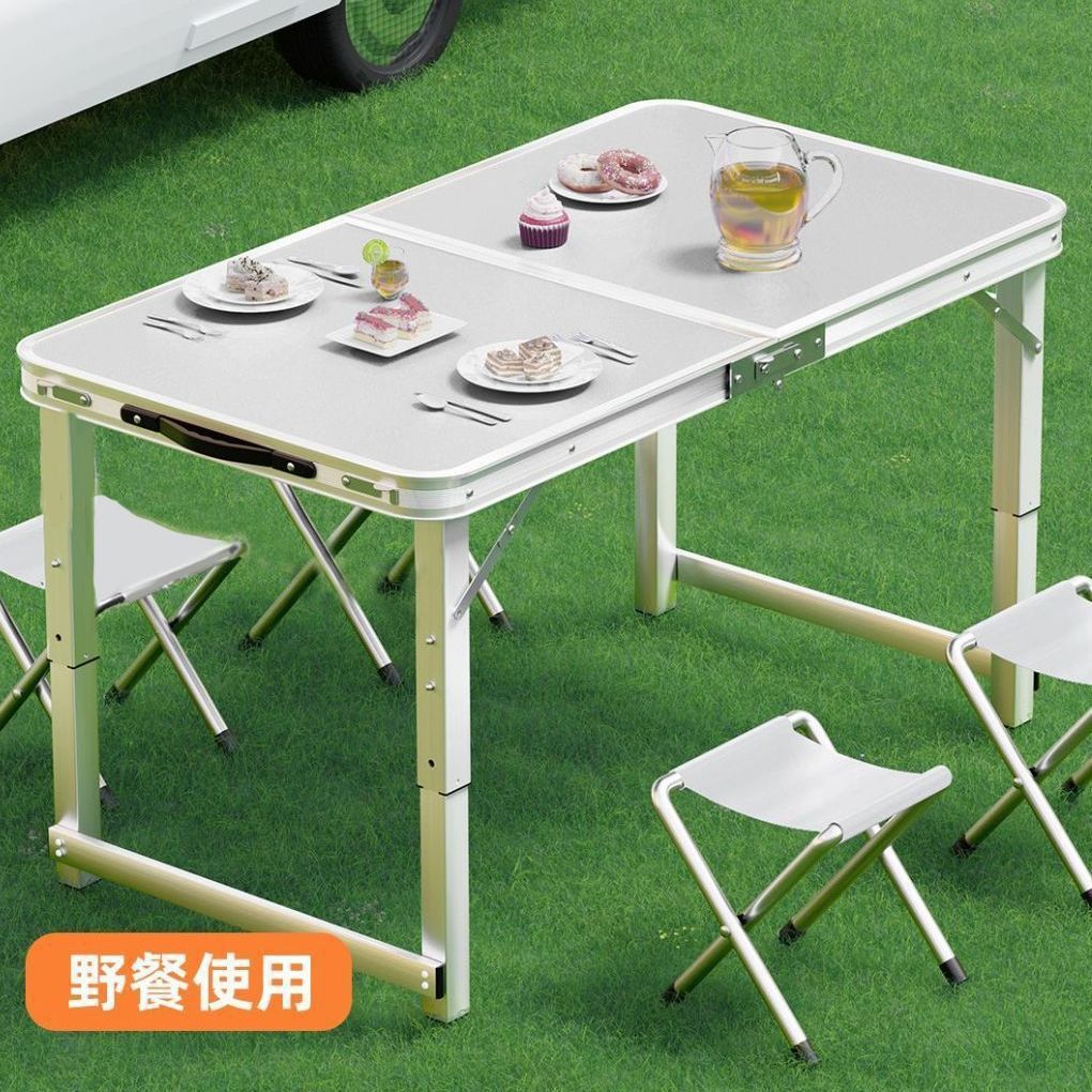 Folding Table Stall, Outdoor Portable Aluminum Alloy Rectangular Table and Chair, Field Thickening, Multi-functional, Durable Simple Table