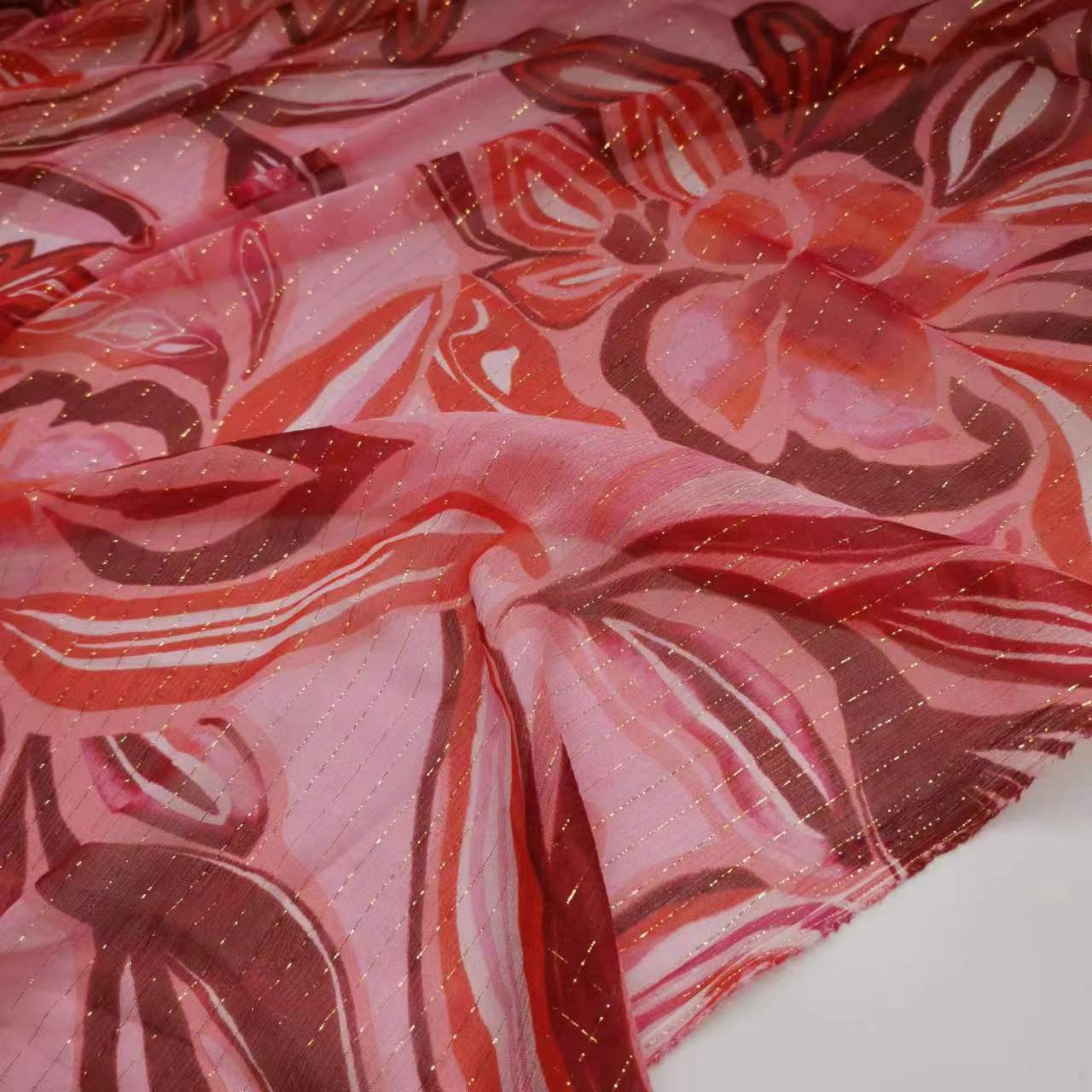8. Moomi printed gold thread silk smooth silk wide fashion skirt silk fabric