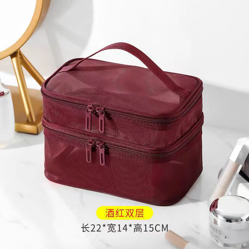 Picture of Large Capacity Toiletry Bag Portable High-value Cosmetic Bag Multi-purpose Travel Double-layer Toiletry Bag Storage Bag Mesh Bag