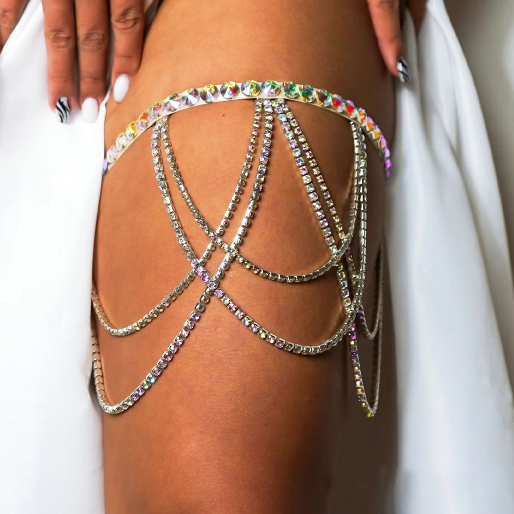 Cross-border New Multi-layer Leg Chain Tassel Girl High-grade Rhinestone Beach Stingy Rhinestone Sexy Leg Chain Fashion Accessories