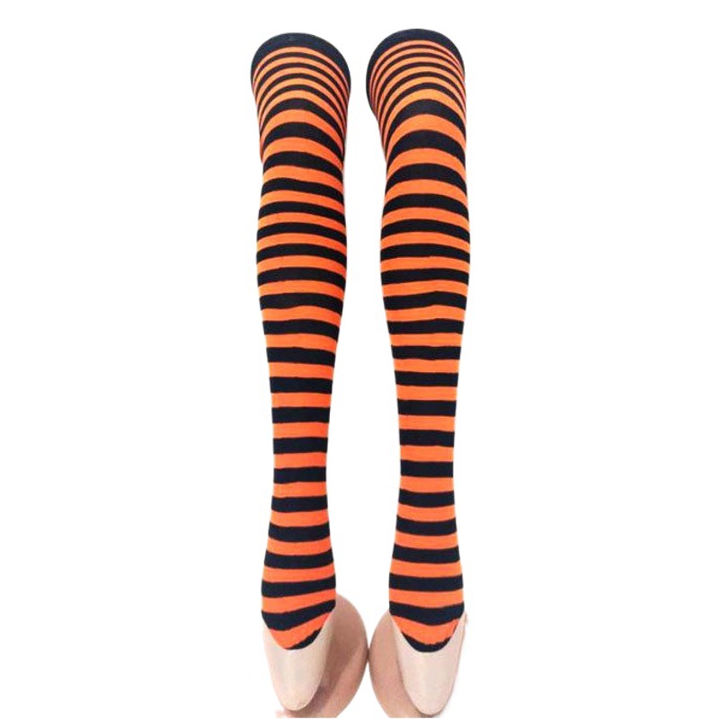 Halloween Socks Holiday Party Multicolor Striped Stockings Games Role Playing Striped Stockings